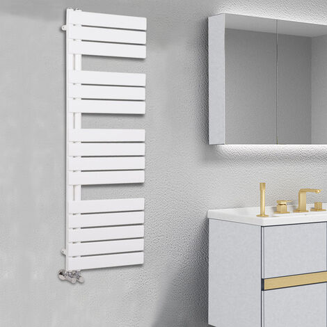 Designer Flat Towel Rail Radiator Bathroom Central Heating White 1380 x 500mm