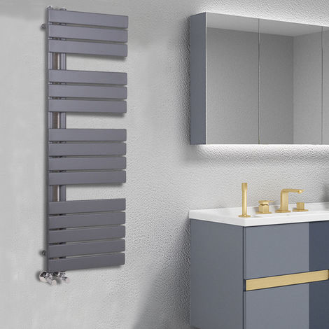 Designer Flat Towel Rail Radiator Bathroom Central Heating Anthracite 1380 x 500mm