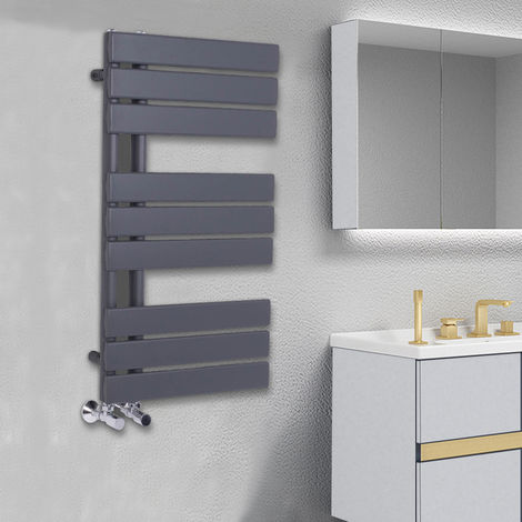 Designer Flat Towel Rail Radiator Bathroom Central Heating Anthracite 824 x 500mm
