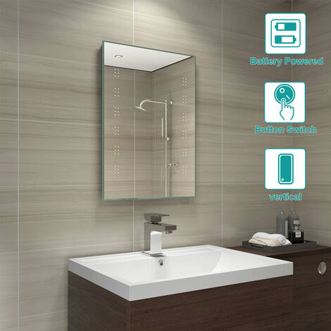 led illuminated battery powered bathroom cabinet mirror