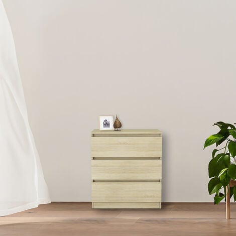 NRG Chest of Drawers Storage Bedroom Furniture Cabinet 3 Drawer Oak 70x40x77cm