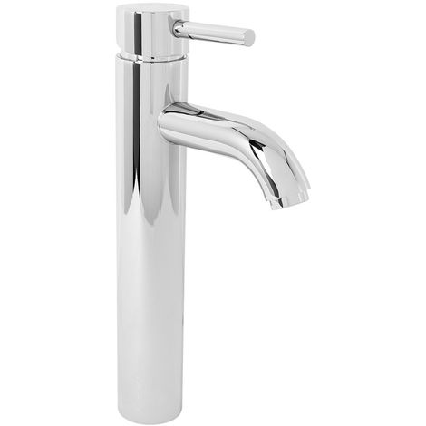 NRG Tall Mono Countertop Basin Mixer Tap Modern Chrome Bathroom Sink Lever Faucet