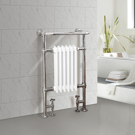 NRG Bathroom Cast Iron Radiator Traditional Heated Towel Rail Column Rads White 952 x 568mm