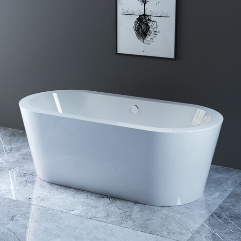 NRG Modern Freestanding Bath Round Bathtub Built in Waste 1700 x 800mm