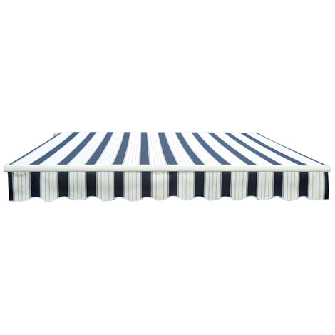 Greenbay 4.5x3m Garden Awning Replacement Fabric Top Cover Front Valance Blue-White