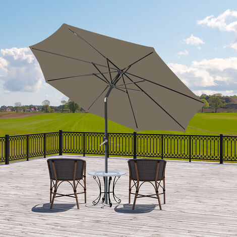 Greenbay Round Garden Parasol Sun Shade Patio Outdoor Umbrella Canopy Crank Tilt Mechanism 2.7M Brown