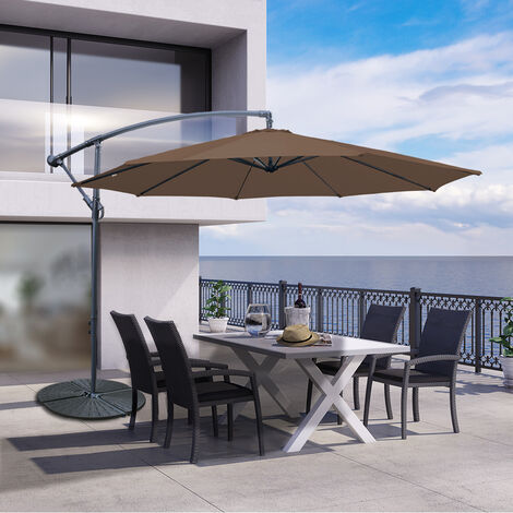 Black  Greenbay 3m Garden Patio Banana Parasol Outdoor Sun Shade Shelter Crank Hanging Rattan Black~p59420779