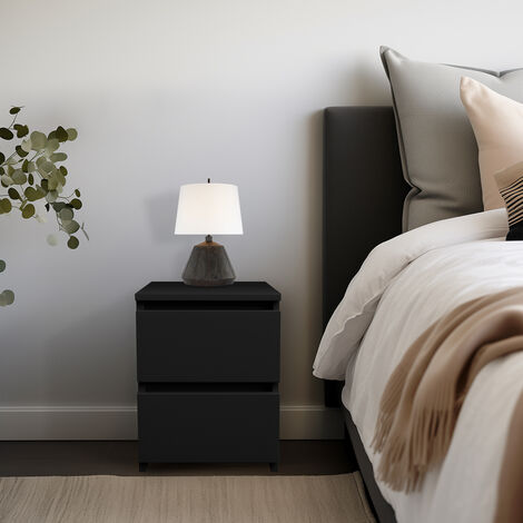 NRG Chest of Drawers Storage Bedroom Furniture Cabinet 2 Drawer Black 30x30x40cm (1/4)