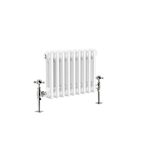 Traditional Rad Cast Iron Style Radiator White + Chrome Angled ...