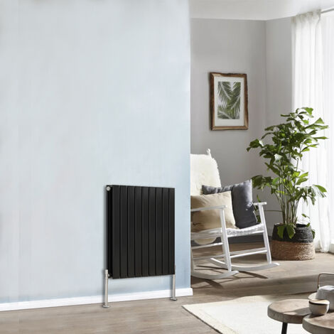 Designer Radiator 600x612mm Double Flat Panel Horizontal Black (1/5)