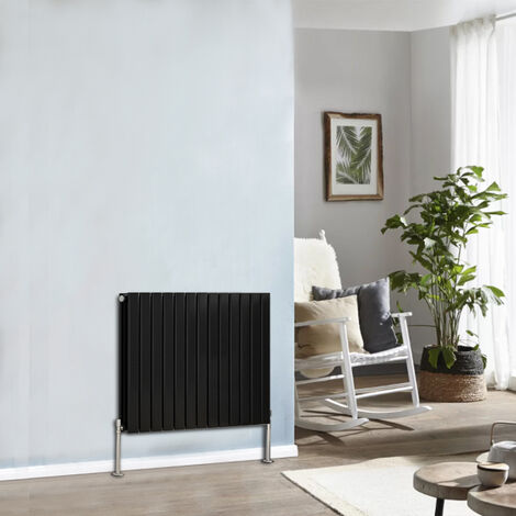 Designer Radiator 600x884mm Double Flat Panel Horizontal Black (1/5)