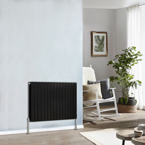 Designer Radiator 600x1020mm Double Flat Panel Horizontal Black (1/5)
