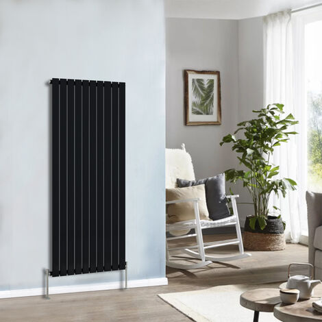 Designer Radiator 1600x680mm Single Flat Panel Vertical Black (1/5)