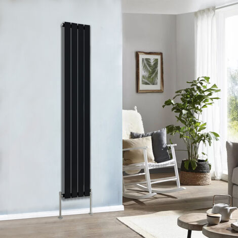 Designer Radiator 1800x272mm Single Flat Panel Vertical Black (1/5)