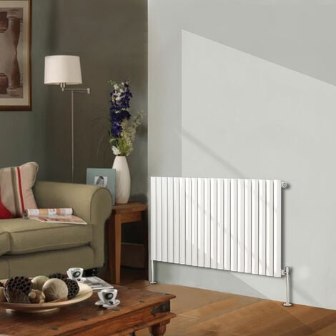 Designer Radiator 600x1180mm Single Oval Column Horizontal White