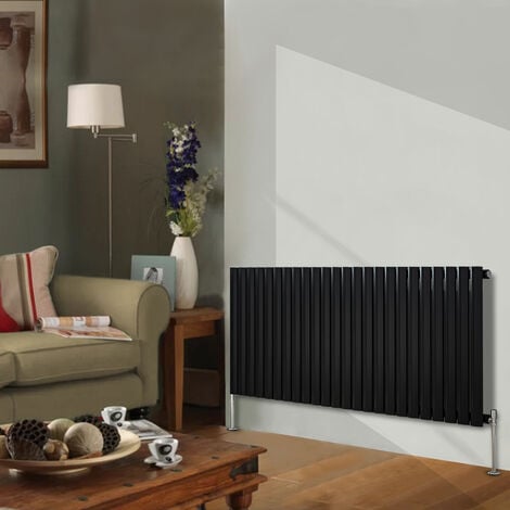 Designer Radiator 600x1416mm Single Oval Column Horizontal Black