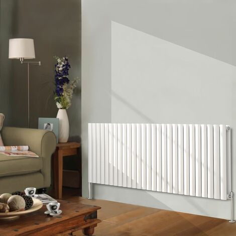 NRG Designer Radiator White Oval Column Central Heating Rads Horizontal 600x1593mm Double