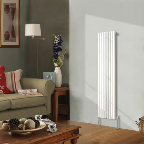 Designer Radiator 1600x472mm Single Oval Column Vertical White (1/5)