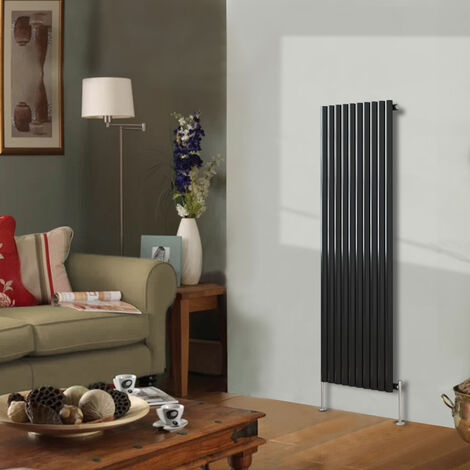 Designer Radiator 1600x590mm Single Oval Column Vertical Black (1/3)