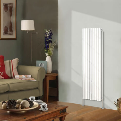 Designer Radiator 1600x590mm Double Oval Column Vertical White (1/5)