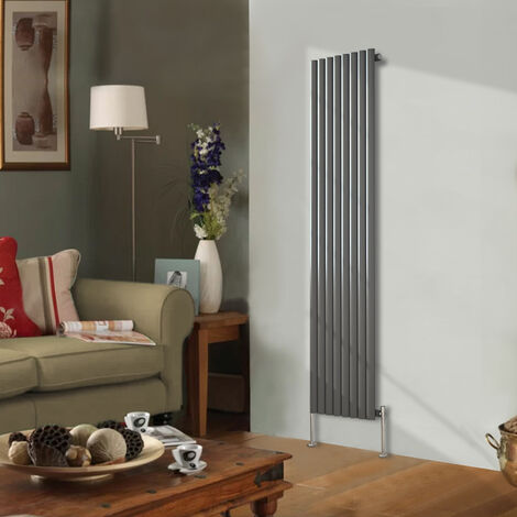 Designer Radiator 1800x472mm Single Oval Column Vertical Anthracite (1/5)