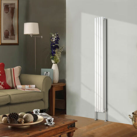 Designer Radiator 1800x236mm Double Oval Column Vertical White (1/5)