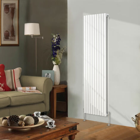 NRG Designer Radiator White Oval Column Central Heating Rads Vertical 1800x590mm Double