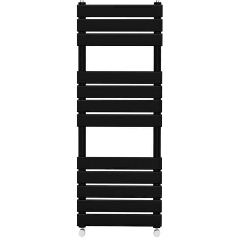 Bathroom Flat Panel Heated Towel Rail Radiator Central Heating Black 1200x450mm
