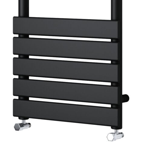 Bathroom Flat Panel Heated Towel Rail Radiator Central Heating Black 1200x450mm