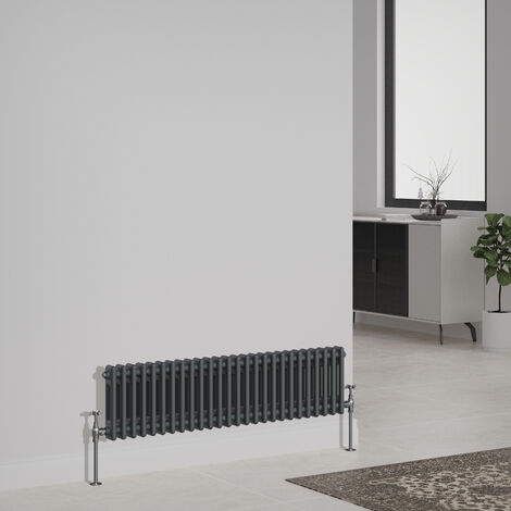 Traditional Cast Iron Style Radiator Anthracite Central Heating Rads Horizontal 2 Column 300x1190mm (1/5)
