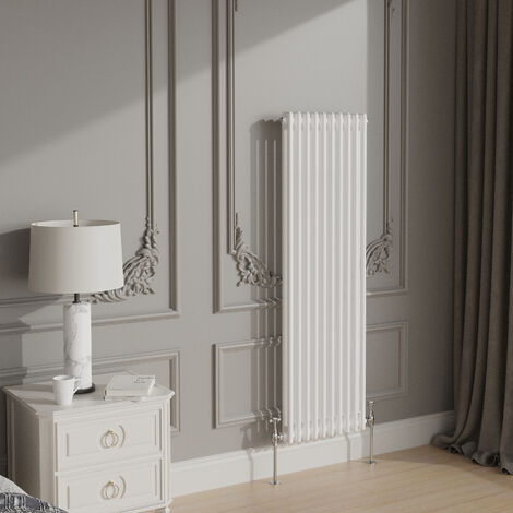 NRG White Traditional Cast Iron Style Radiator Central Heating Rads Vertical 2 Column 1500x470mm