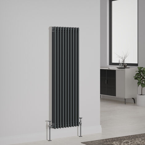 NRG – Cast iron radiator vertical 3 column 1500x472mm – Anthracite finish – 1.5mm mild steel – Tested to BS & EN442 standards (1/5)
