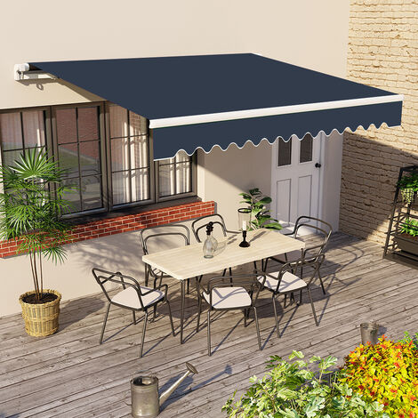 Greenbay 3 x 2.5m Manual Awning Garden Patio Canopy Sun Shade Shelter Retractable Blue