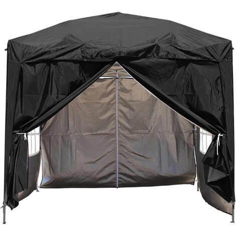 2.5x2.5m Outdoor Pop Up Gazebo Garden Marquee Tent with 4 Leg Weights Black