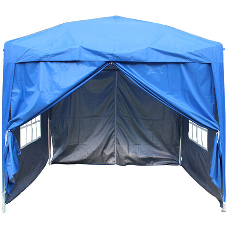 2.5x2.5m Garden Pop Up Gazebo Outdoor Marquee Tent With 4 Leg Weights Blue