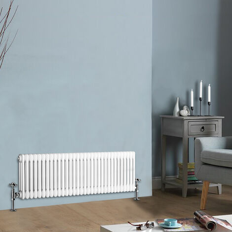 NRG White Traditional Cast Iron Style Radiator Central Heating Rads Horizontal 3 Column 300x1460mm