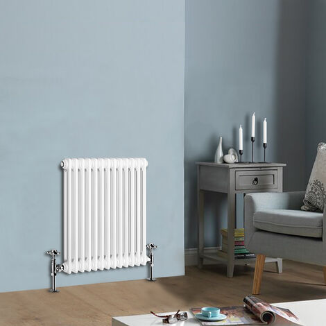 600 x 605 mm Traditional White Horizontal Cast Iron Radiator Double Column (1/4)