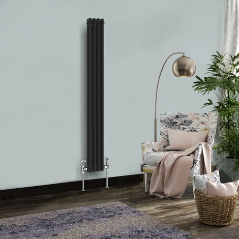 Traditional Vintage Cast Iron Style Radiator Black 2 Column 1500 x 200mm