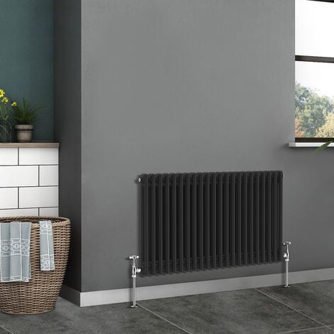 Traditional Radiator Cast Iron Style Radiator 2 Column Black 600x1010mm