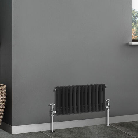 Traditional Radiator Cast Iron Style Radiator 2 Column Black 300x605mm