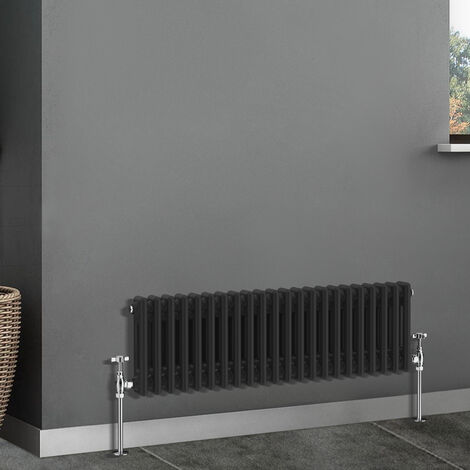 Traditional Radiator Cast Iron Style Radiator 2 Column Black 300x1010mm