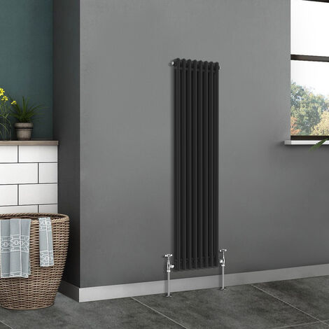 Traditional Radiator Cast Iron Style Radiator 2 Column Black 1500x380mm