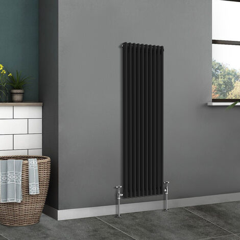 Traditional Radiator Cast Iron Style Radiator 2 Column Black 1500x470mm