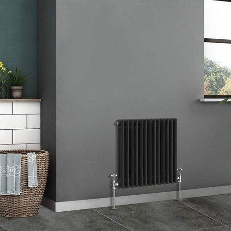 Traditional Radiator Cast Iron Style Radiator 3 Column Black 600x607mm