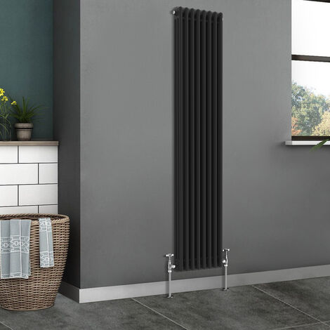 Traditional Radiator Cast Iron Style Radiator 3 Column Black 1800x382mm