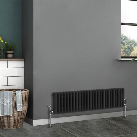 Traditional Radiator Cast Iron Style Radiator 3 Column Black 300x1192mm