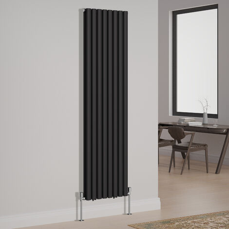 NRG Designer Radiator Oval Column Central Heating Rads Vertical Double 1800x472mm Black (1/3)