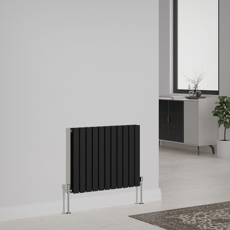 Designer Radiator Flat Panel Central Heating Rads Horizontal Double 600x748mm Black