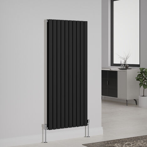 Designer Radiator Flat Panel Central Heating Rads Vertical Double 1600x680mm Black