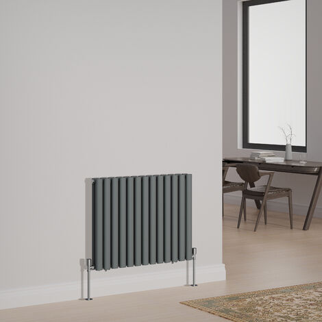 NRG Designer Radiator Oval Column Central Heating Rads Horizontal Double 600x767mm Anthracite (1/5)